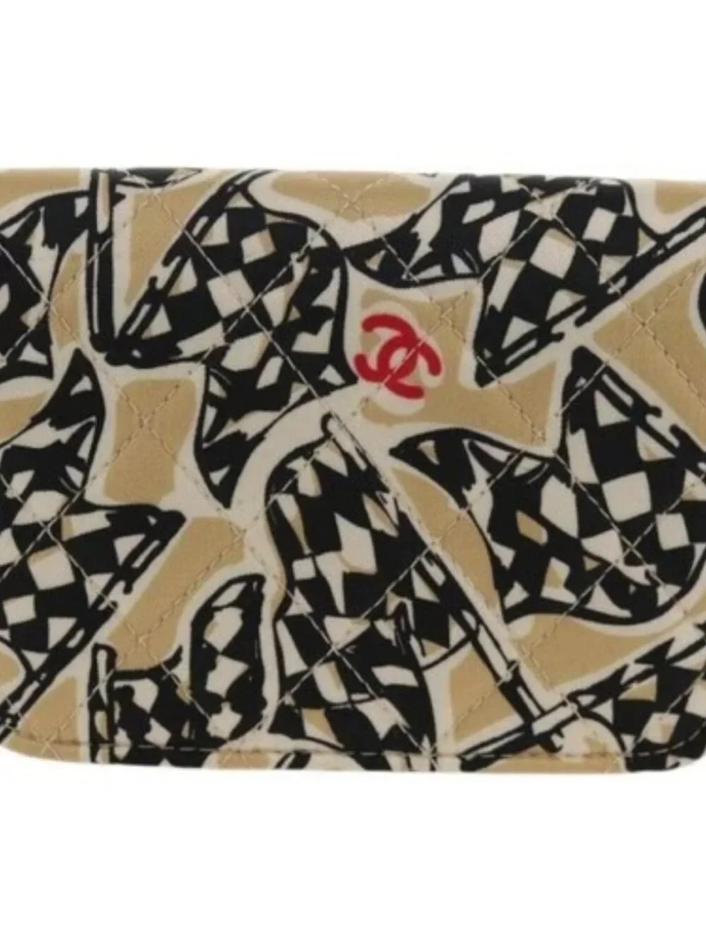 CHANEL Matelasse Chain Shoulder Bag Satin Beige Gold CC Auth 145067SAM